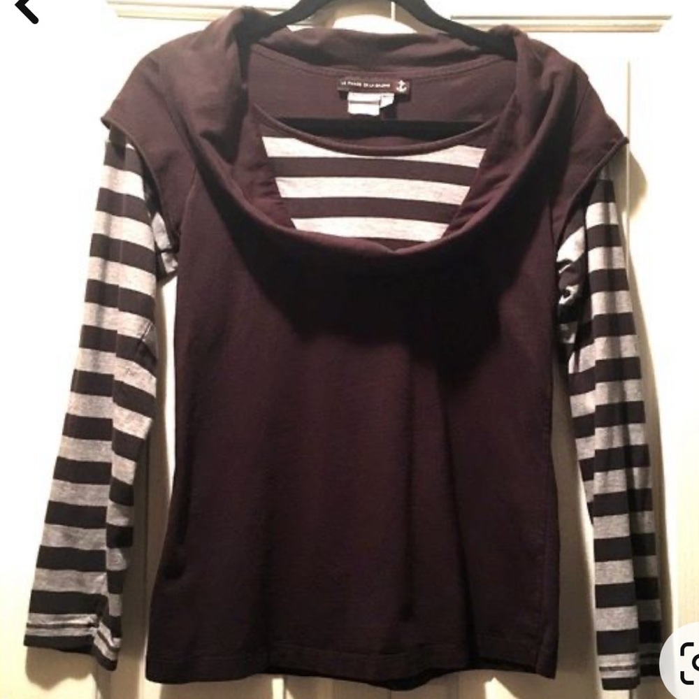 Anthropologie Le Phare De La Baleine Cowl Neck Striped Long Sleeve T Size Small